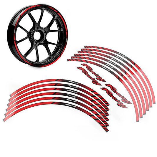 17 18 Motorcycle Wheel Rim Tape Decal Stripes Sticker Universal Red