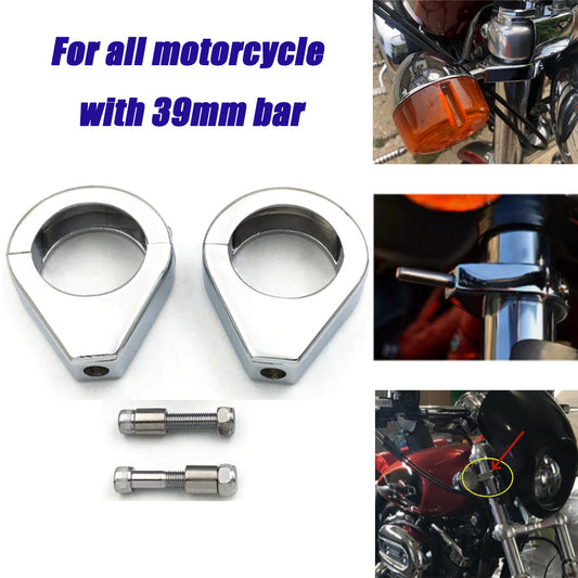 Chromium 39mm fork turn signal light relocation bracket clamp for Harley-Davidson n