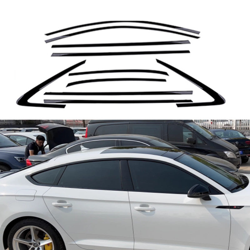 for AUDI A5 S5 2018-2022 Window Full Strip Cover Trim Kit Glossy Black ABS 10Pcs