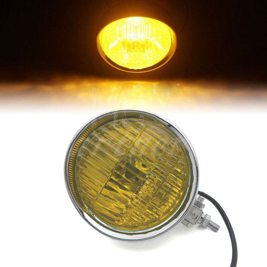 5.7 Chrome Retro Headlight Yellow Len for Harley Old School Bobbers Custom Q