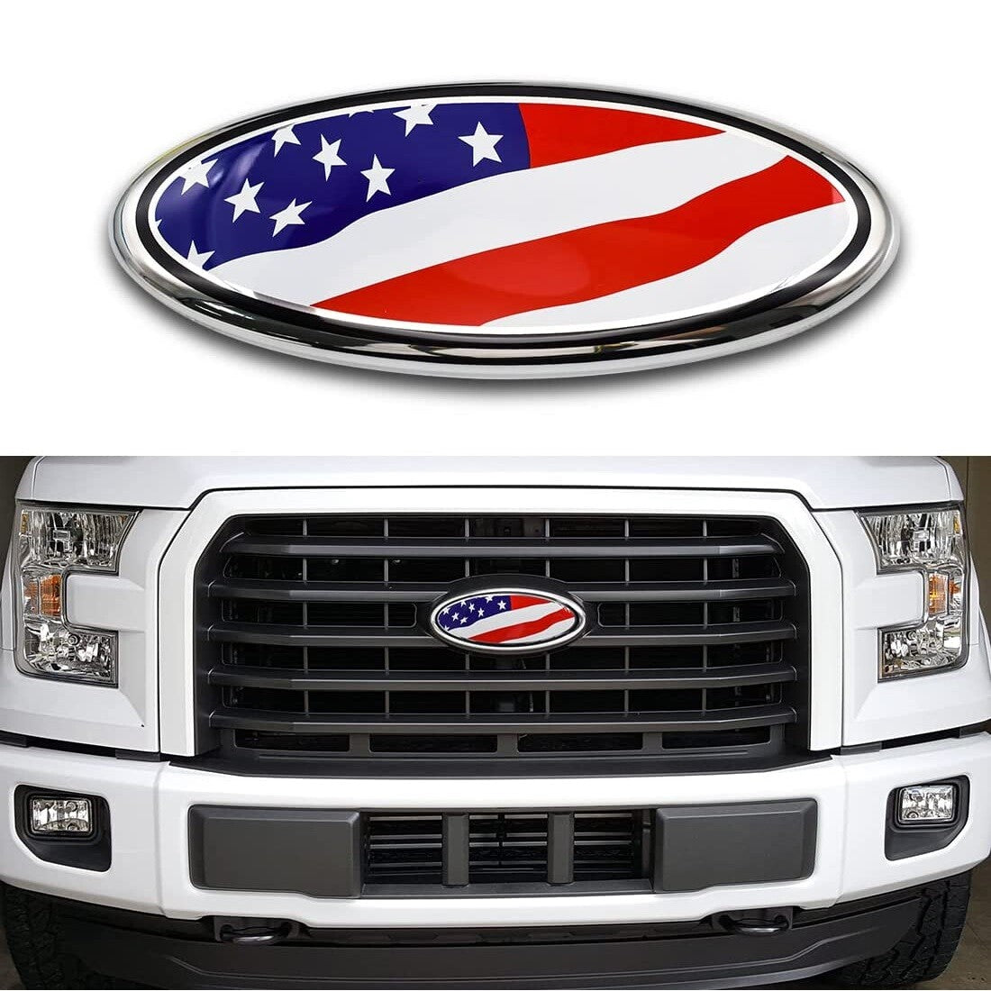 9inch  for ford  F150 Expedition Emblem US Flag Front Grille Decal Tailgate Badge