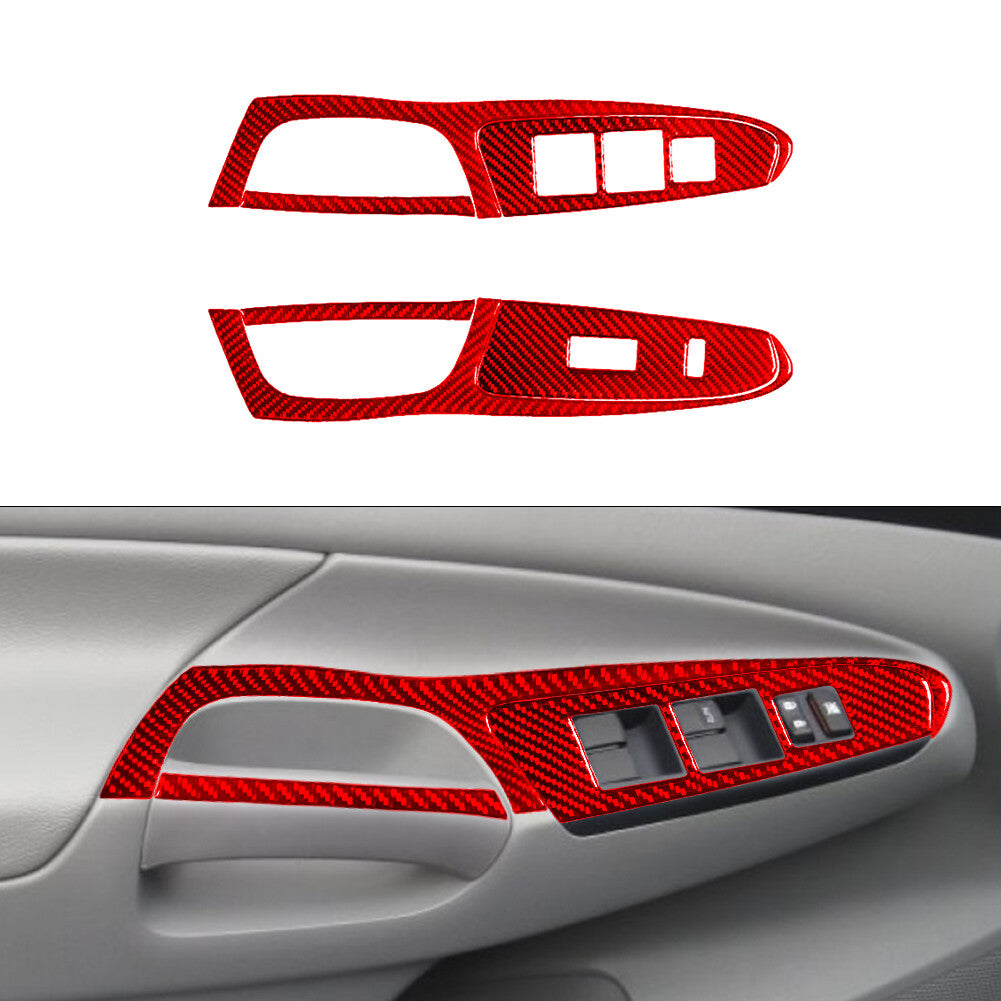 6Pcs Rear Door Window Button Trim Cover Carbon Fiber For Tacoma 2012-2015 v