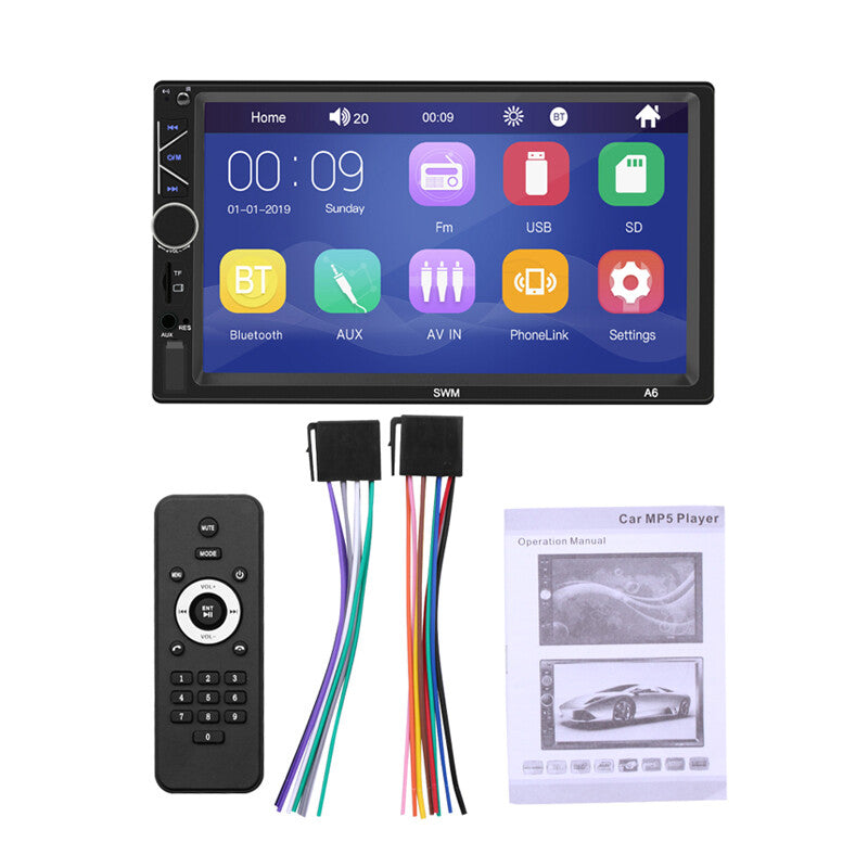 7-inch/2-inch car MP5 player, radio, Bluetooth, AUX audio, iOS/Android phone mirror link - n