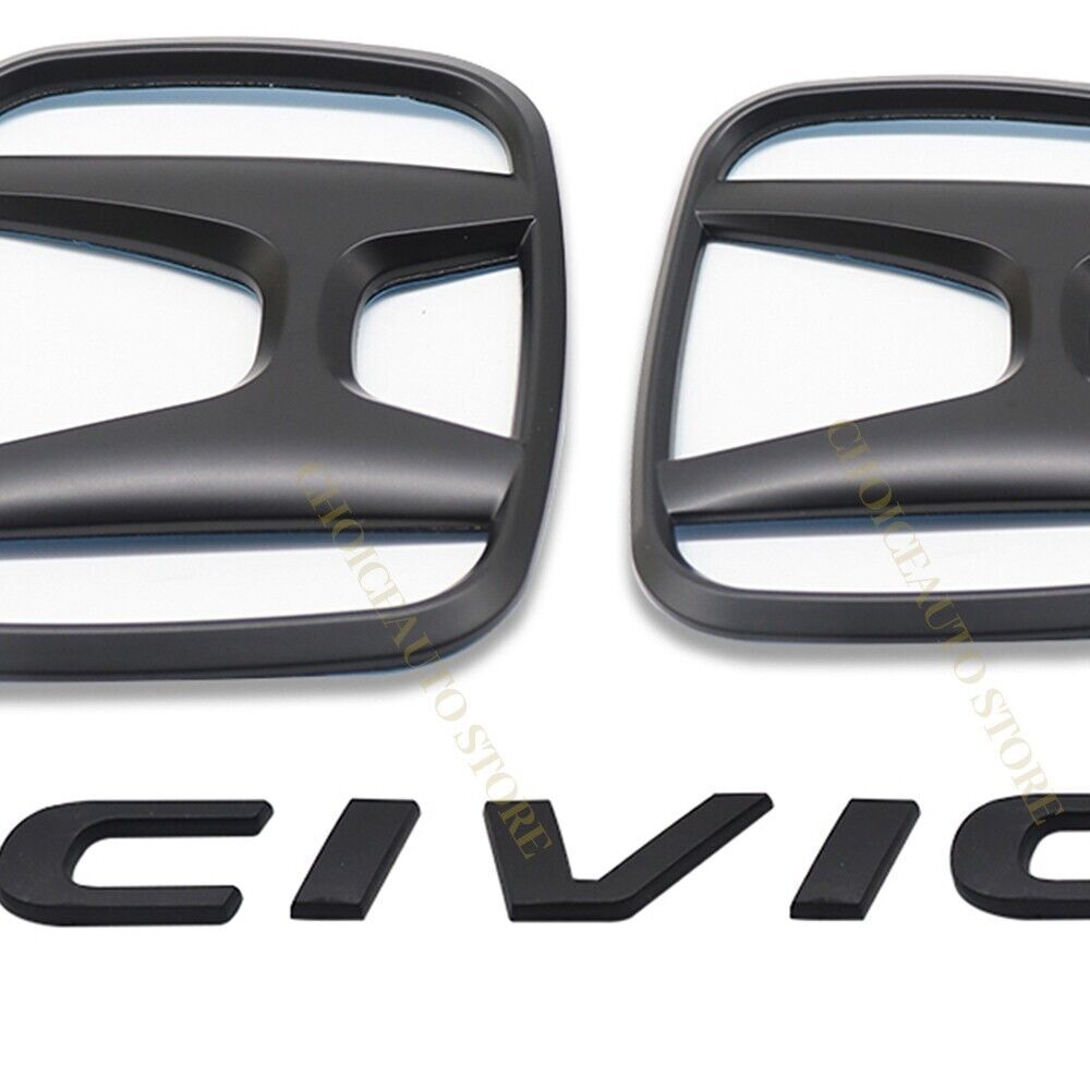 SET for H+CIVIC FC FK 2015-2021 MATTE BLACK EMBLEM BADGE ADHENSIVE STICKERS