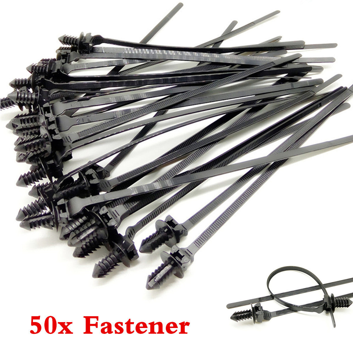 50X Nylon Cable Tie Fastener Clips Car Hose Clamp Fastening Zip Accessories