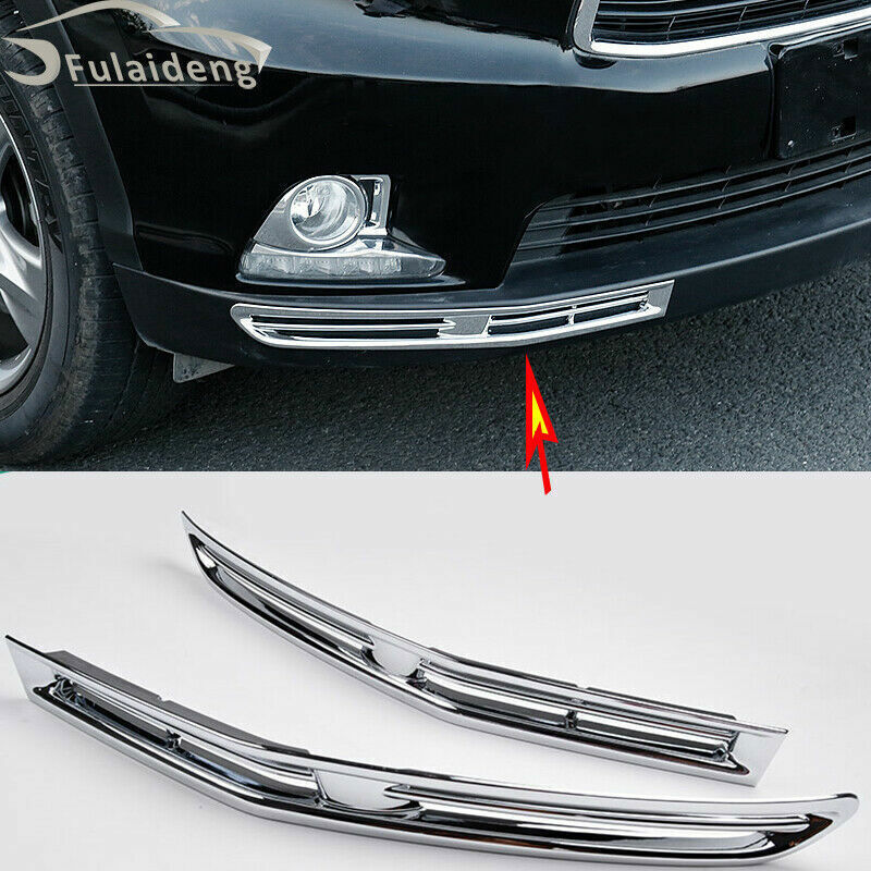 for Toyota Highlander 2014-2016 Chrome Front Bumper Fog Light Lamp Covers Trim