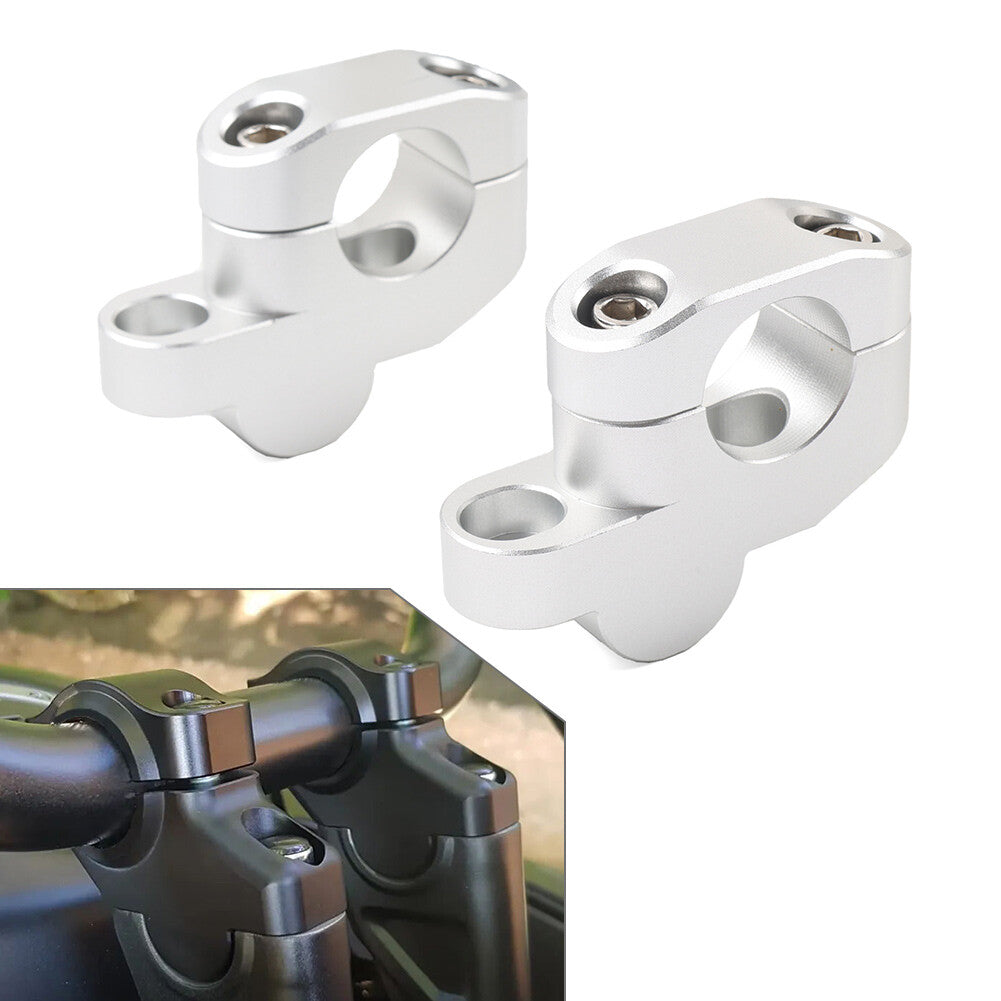 Silver 28mm 1 1/8 Offset Handlebar Clamp Mount Riser for Honda for Suzuki for Kawasaki