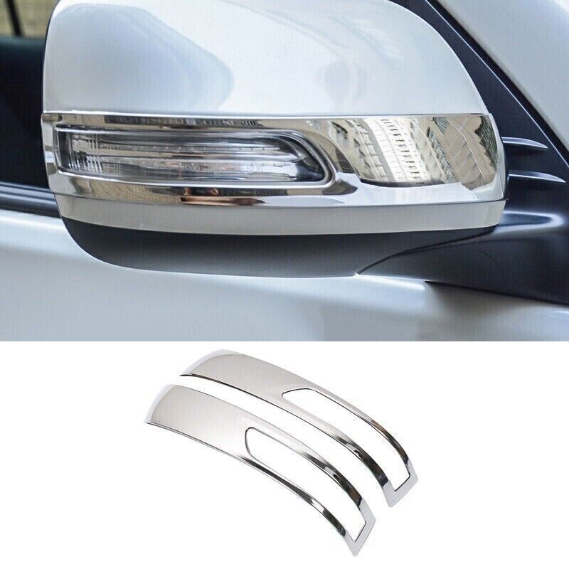 2X Chrome Steel Rear View Side Door Mirror Trim for Toyota for Land Cruiser 2013-21