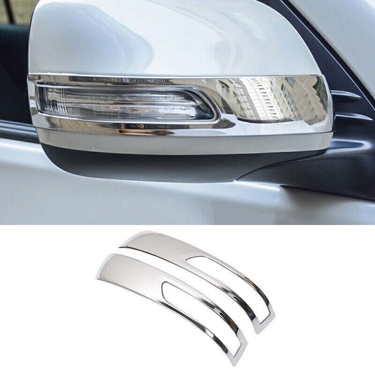 2X Chrome Steel Rear View Side Door Mirror Trim for Toyota for Land Cruiser 2013-21