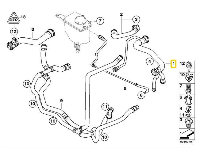 New 1 piece Cooling Hose for 5 E60 LCI 520Li 520i N46N v