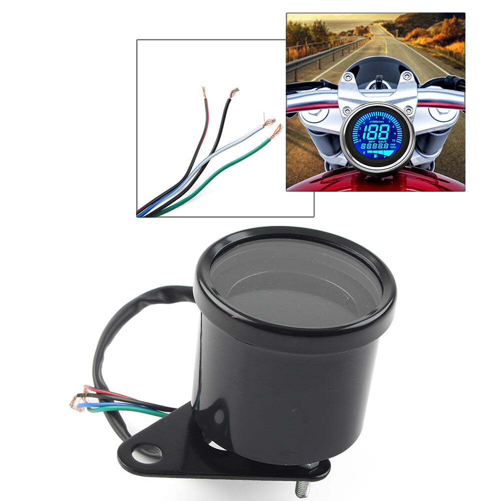 Retro Digital Speedometer LED LCD Odometer Tachometer Fuel Meter 12V