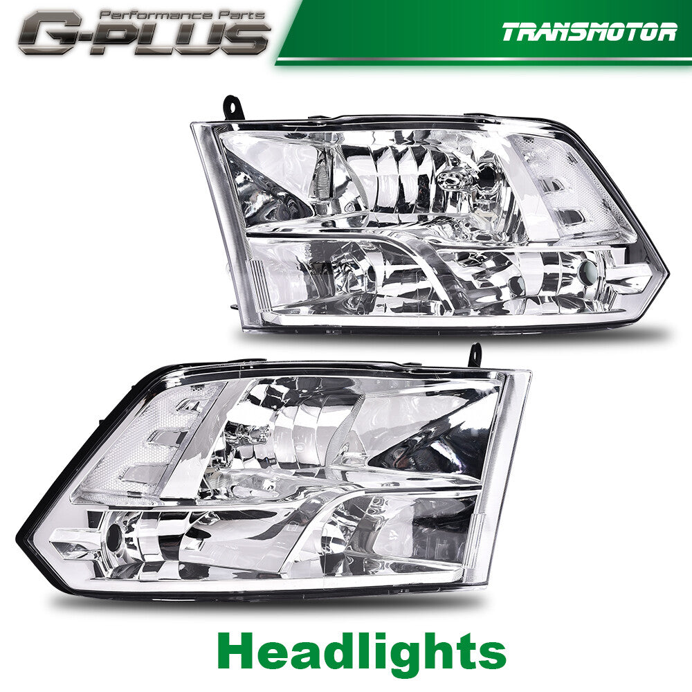 Fit For 09-18 for Ram 1500 - 3500 for CHRome Housing Clear Corner Headlight Headlight - v