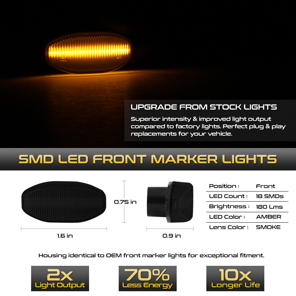 [SMOKED] Amber LED Front Fender Light Side Marker Light for 10-14 for SVT - v