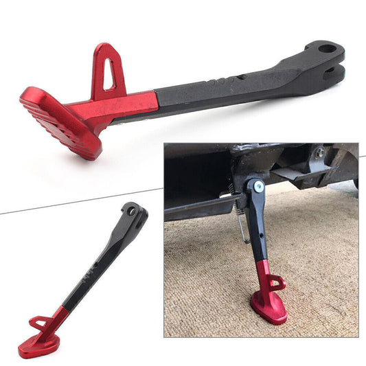 220mm Universal Motorcycle Side Stand Leg Kickstand Supporter Aluminum Black+Red Q