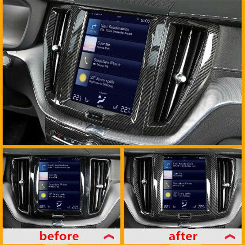 Carbon Fiber Center Console Navigation Frame Cover Trim for Volvo XC60 2018-2021