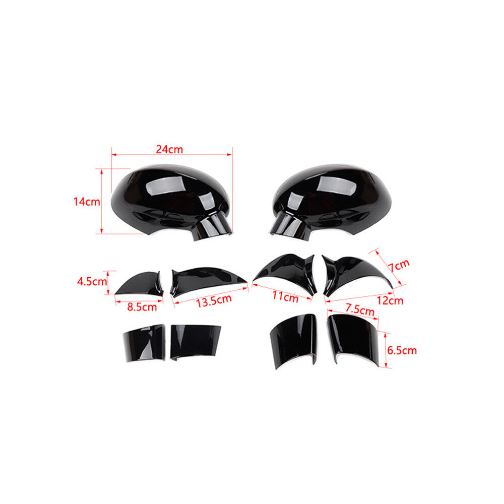 10Pcs Black ABS Exterior Side Rearview Mirror Cover for Dodge for Challenger 2009-23