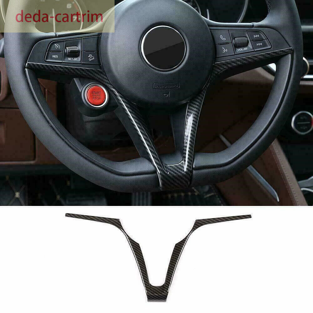 Carbon Fiber ABS Steering Wheel Panel Trim for Alfa Romeo Giulia for Stelvio 2017-19