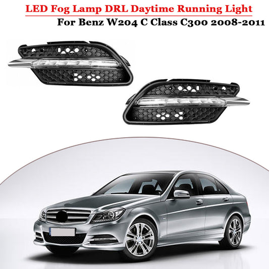 DRL Daytime Running Driving LED Fog Lights for Mercedes-Benz W204 C-Class 2008-2011