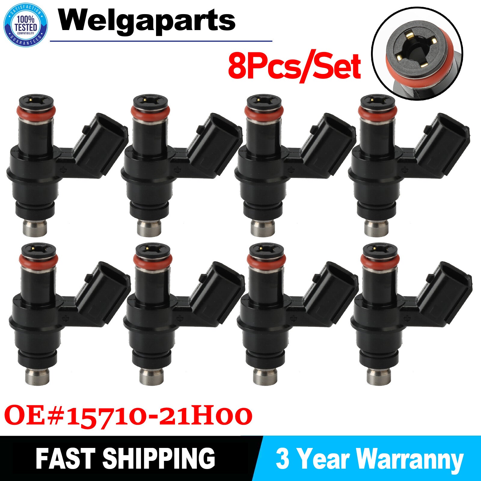 Set of 8 Fuel Injectors for Suzuki Hayabusa GSXR1000 2007 2008 K7 15710-21H00