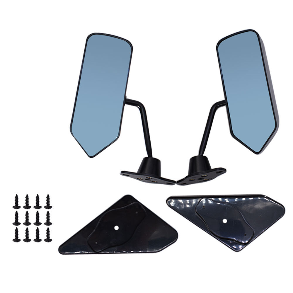 2-Piece Universal F1 Style Racing Rearview Mirror Side Wing Glass Black n