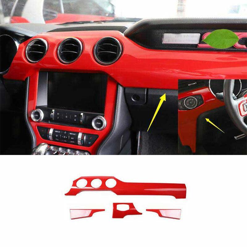 for Ford for Mustang 2015-2022 Paint Red Central Console Instrument Panel Trim 4PCS