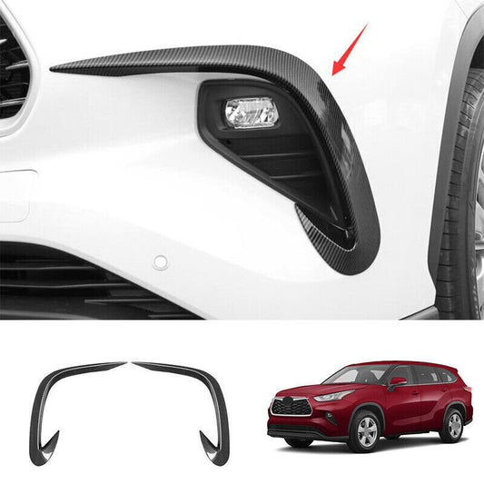 for Toyota Highlander 2020-23 Carbon Fiber Front Fog Light Lamp Eyebrow Strip 2x