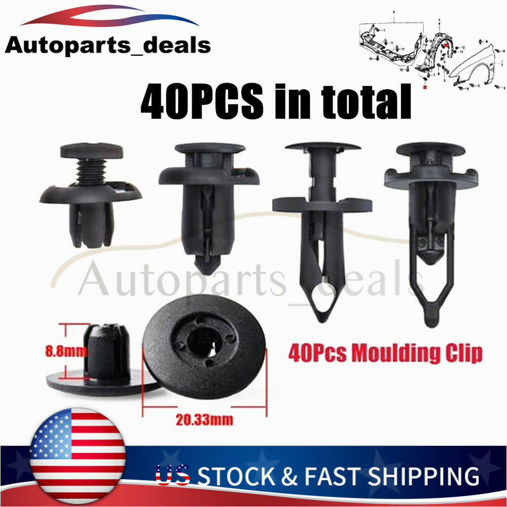 40pcs/set Car Push Pin Rivet Bumper Fender Retainer Fastener Mud Flaps Clip Kit