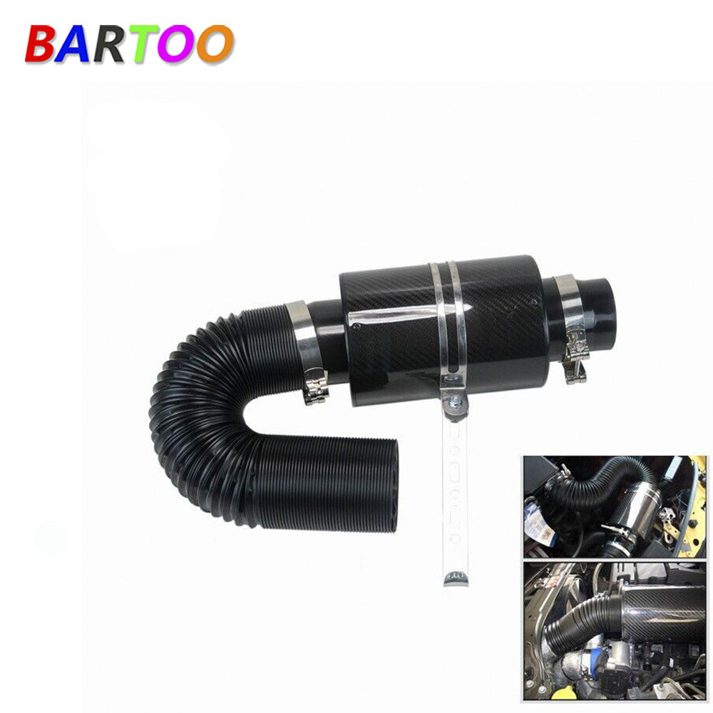 Universal Air Filter Box Carbon Fiber Cold Feed Induction Air Intake System Kit Q