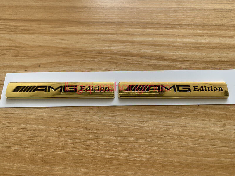 2pcs Gold AMG for Mercedes-Benz Car Emblem Badge Sticker Side Skirts Badge Logo