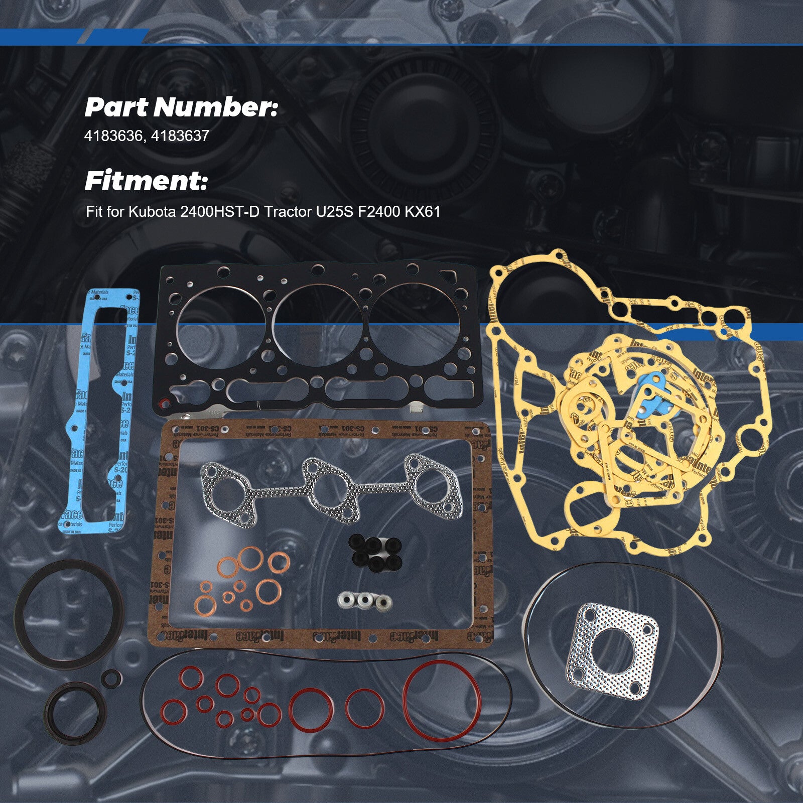 D1105 Engine Gasket Kit For Kubota Engine Diesel Tractor Excavator Front Mower