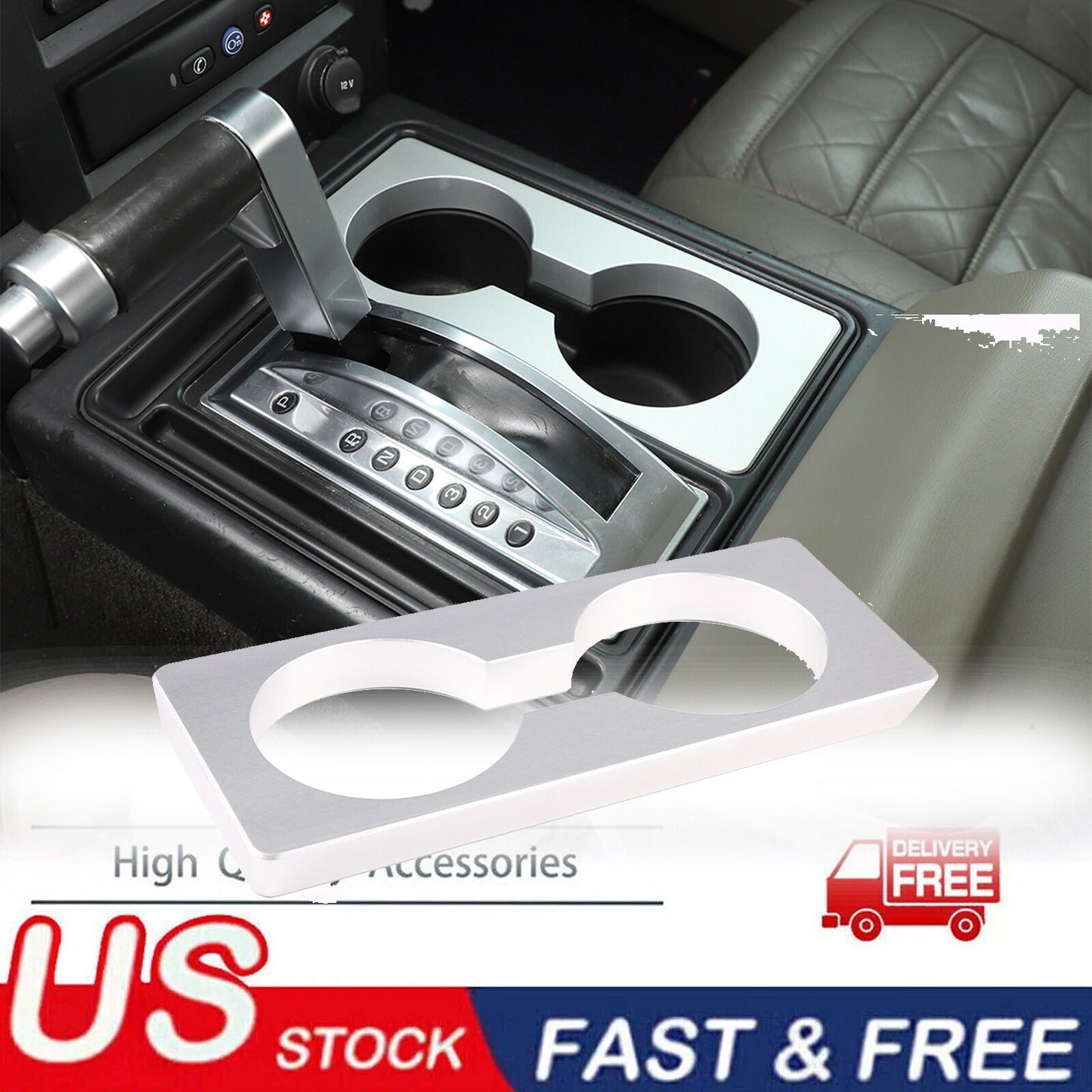 Alloy center console chrome steel billet cup holder insert bracket suitable for Hummer H2 03-07- n
