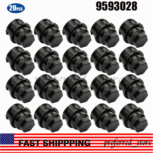 20-piece pack of 9593028 9593228 black lug nut cap compatible replacement parts for GM - v