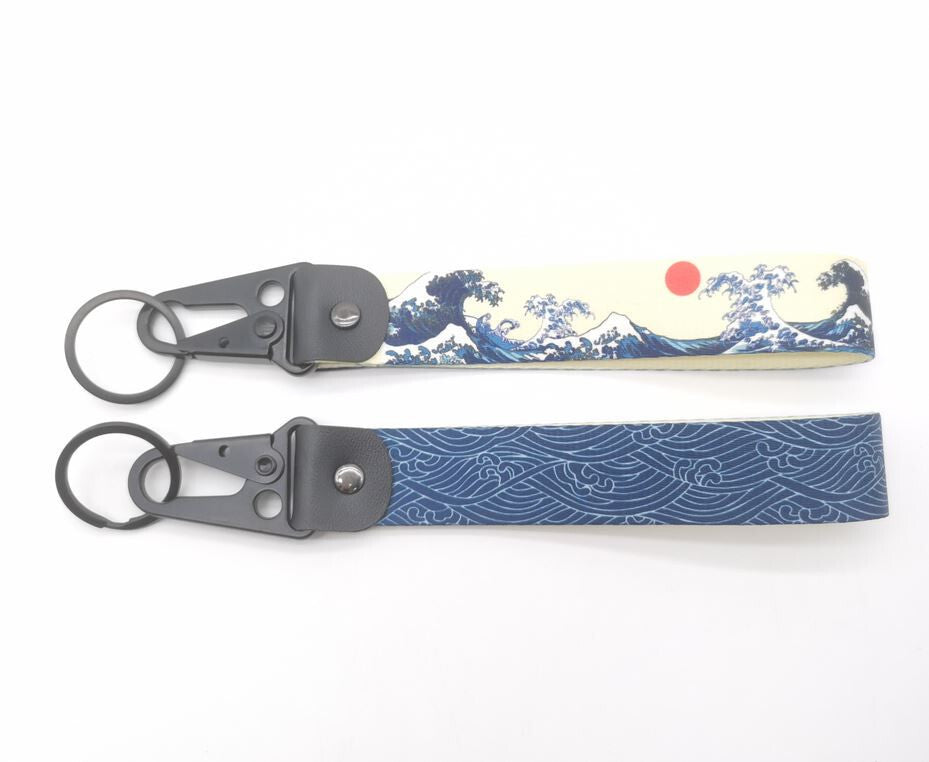 1 Car Keychain/Key Ring with Lanyard, Car Accessories, Wave Blue, Suitable for Mazda