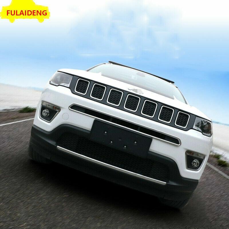 1X for Jeep Compass 17-2020 ABS Chrome Front Grille Bumper Protector Cover trim