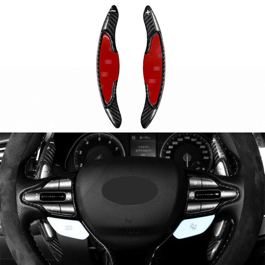 Black Real Carbon Fiber Steering Wheel Shift Paddle Extension for Hyundai Kona N