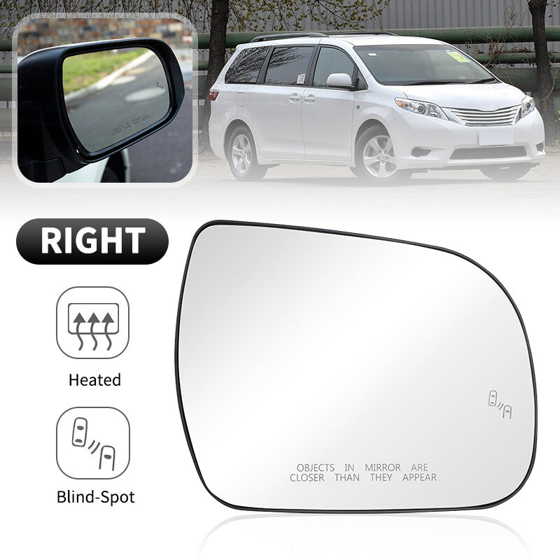 Passenger Side Heated Mirror Glass W/Blind Spot For 2011-2020 for Toyota for Sienna New