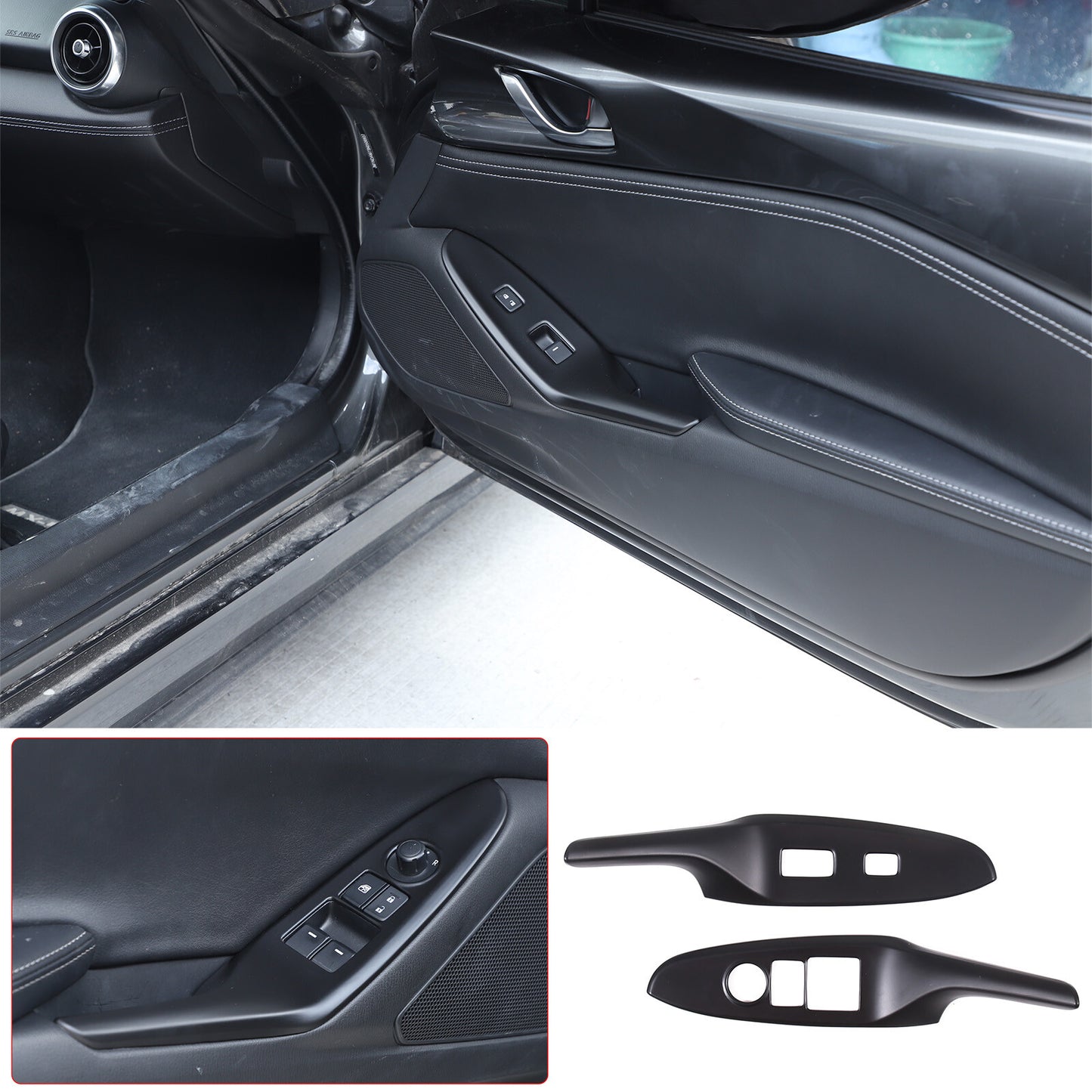 ABS carbon fiber air conditioning mode button decorative frame suitable for Honda Pilot 2015-22- v
