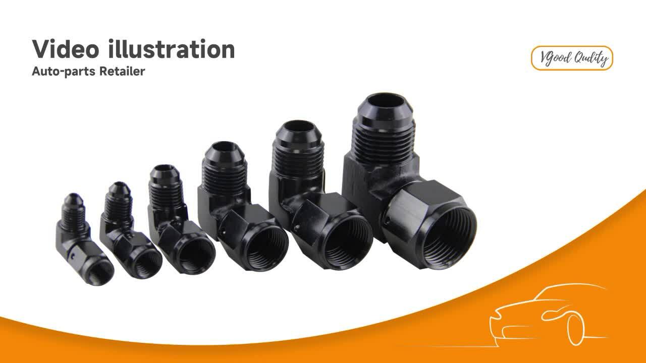 2PCS AN4 Female to 4AN Male 90 Degree Flare Swivel Hose Fitting Adapter Black