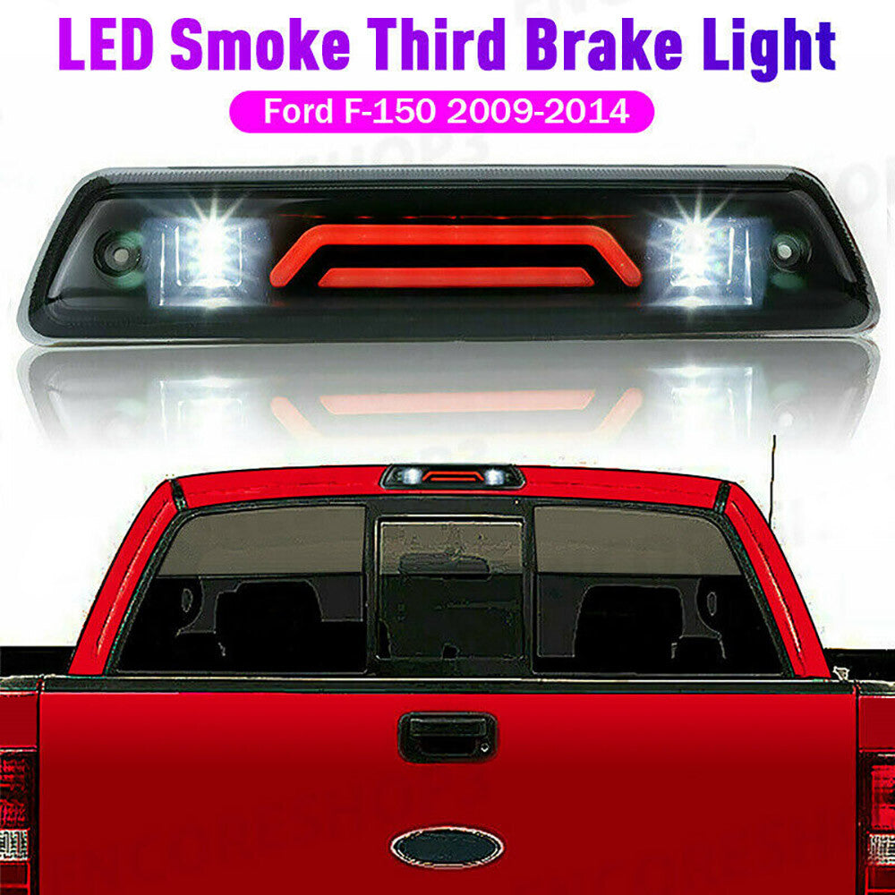 Suitable for 09-14 F150 Smoked Red LED Third Brake Light and Rear Reverse Cargo Light n