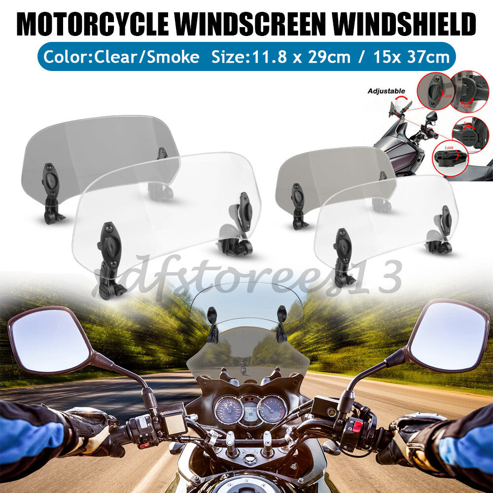 Motorcycle Adjustable Clip-On Windshield Extension Spoiler Windscreen Deflector Q