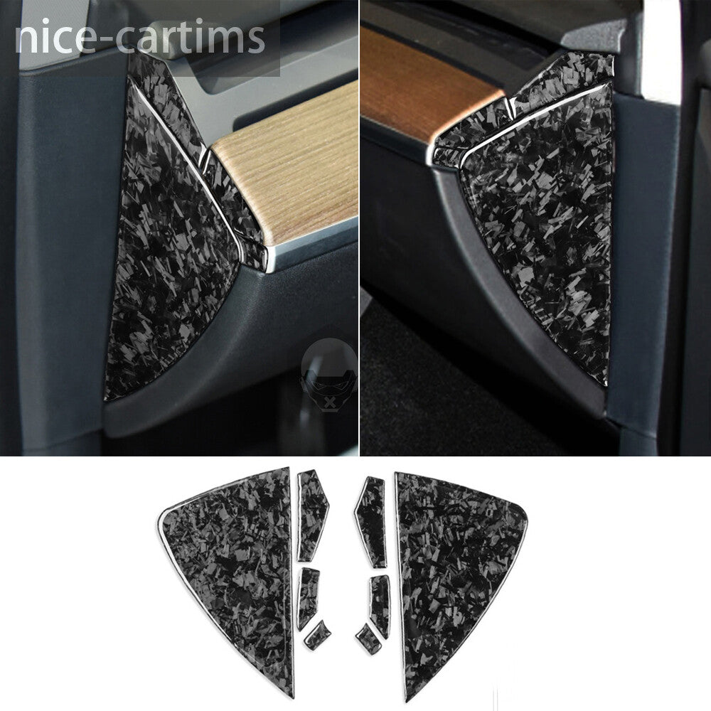 for Tesla Model 3 Y 2017+ Door Buffer Cushion Mat Panel Trim Forged Carbon Fiber
