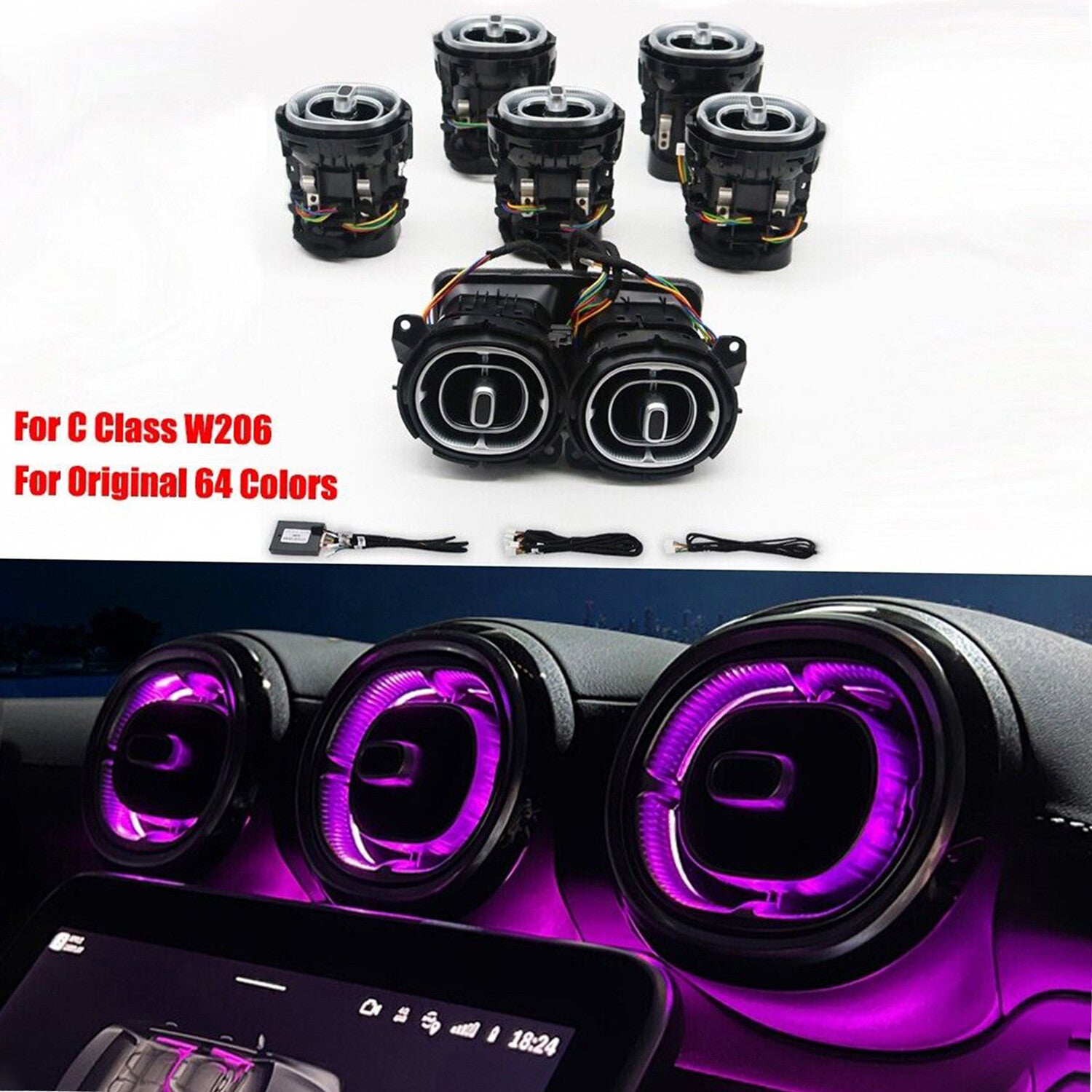 W206 64 Colors LED Air Vent Ambient Light Trim for Mercedes-Benz C class NEW??