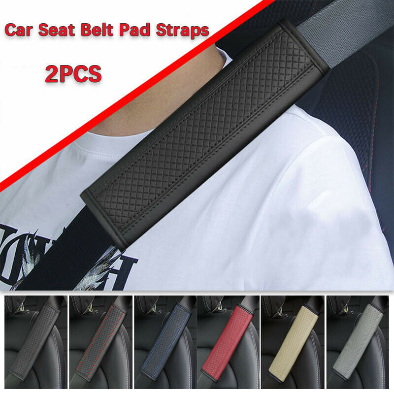 Universal Embossed 2Pcs Car PU for Seat Belt Soft Shoulder Pad Strap Q