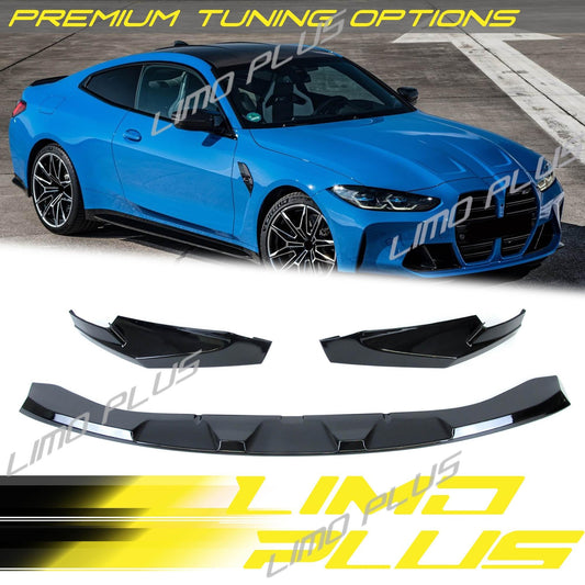 Fits 21-2024 for BMW G80 M3 G82 G83 M4 Front Splitter Bumper Lip Spoiler Gloss Black Q