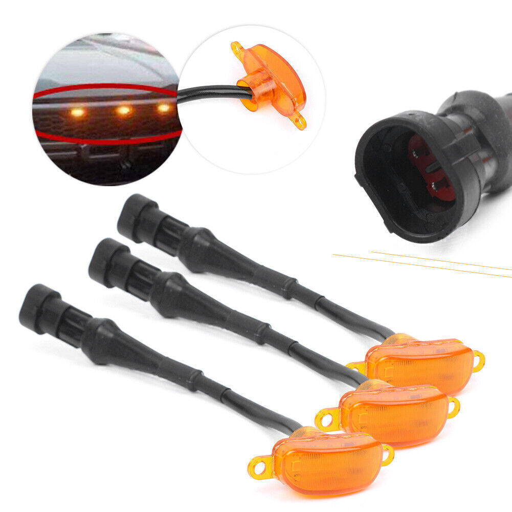 Front Upper Amber LED Light Fit for Ford F150 F-150 Grill Grilles 2004-2017 Car 3PCS