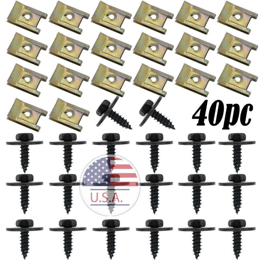 40 Pcs Car Chassis Engine Guard Metal Screw U-shape Clip Set for BMW E46 E92 E90 Q
