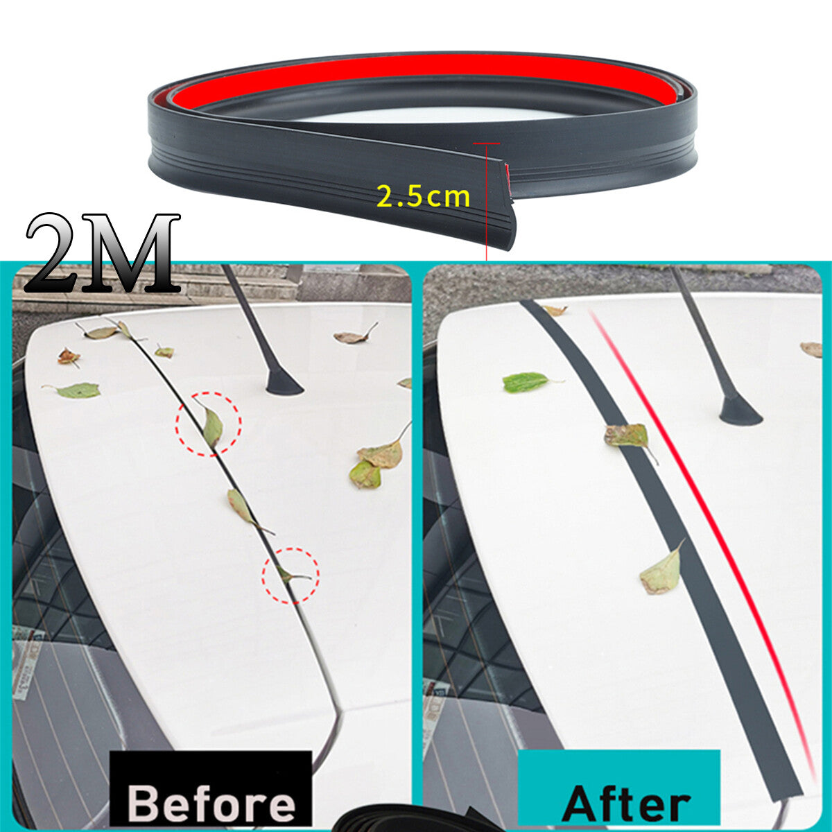 2M Hatch Trunk Top Edge Seal Black Rubber Strip Universal for SUV /MPV/Hatchback