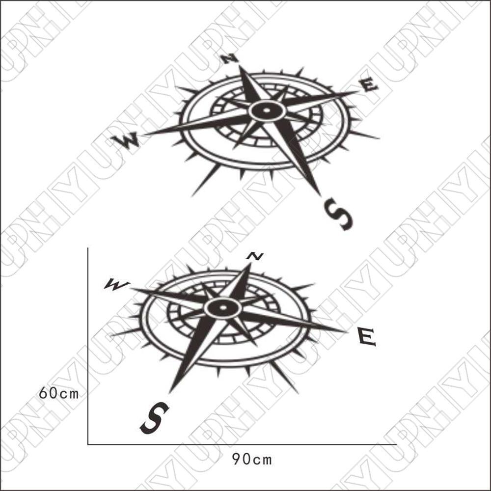 2× Black Compass Stickers Both Body Sides Decals For Car Camper RV Van Removable