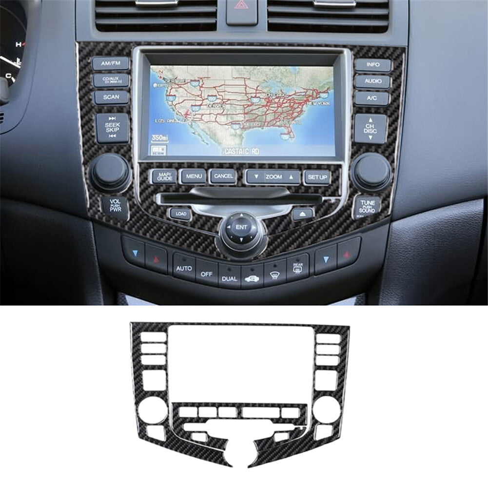 Carbon Fiber Center Multimedia Panel Trim Cover for Honda Accord Sedan 2003-2007