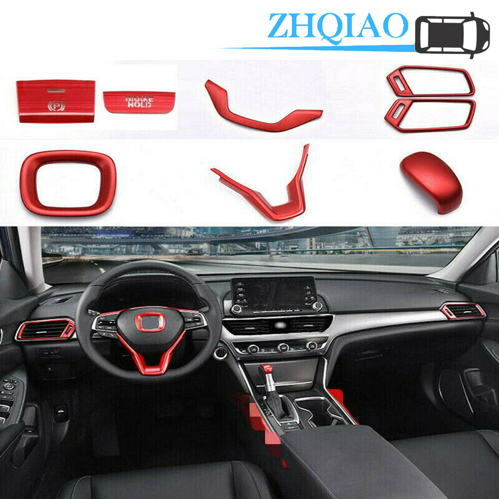 8x ABS RED Interior Accessories Whole Kit Cover Trim Fits for Honda Accord 2018-2020